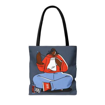 Girl Sewing Tote - Afrocentric Art by The Trini Gee