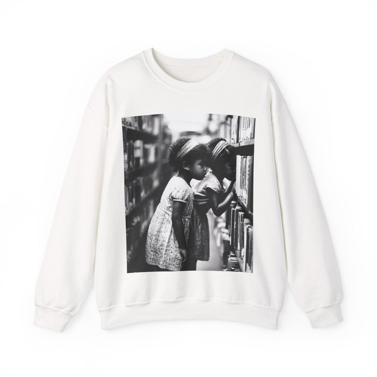 Girls in Library Sweatshirt - Afrocentric Art by The Trini Gee