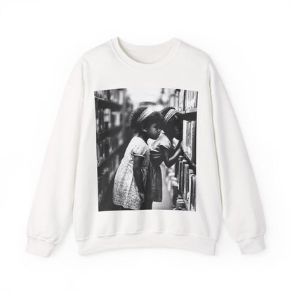 Girls in Library Sweatshirt - Afrocentric Art by The Trini Gee