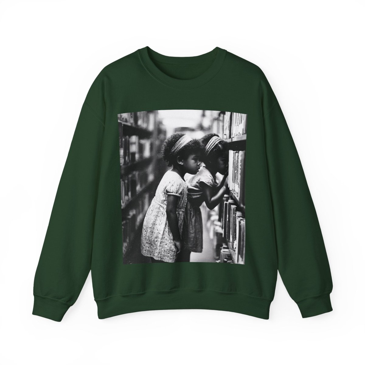 Girls in Library Sweatshirt - Afrocentric Art by The Trini Gee