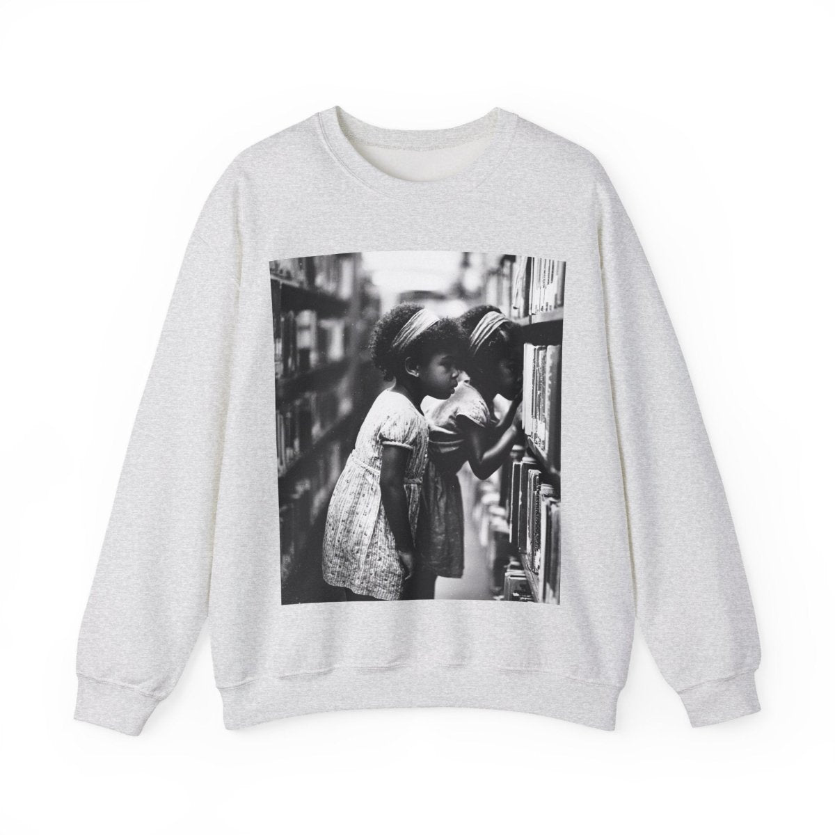 Girls in Library Sweatshirt - Afrocentric Art by The Trini Gee