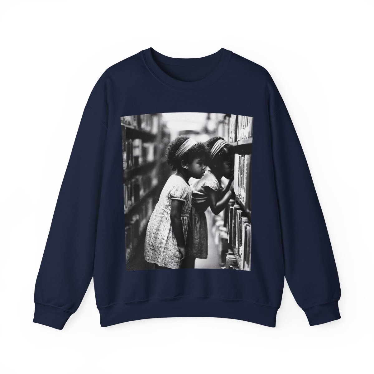 Girls in Library Sweatshirt - Afrocentric Art by The Trini Gee