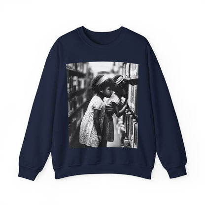 Girls in Library Sweatshirt - Afrocentric Art by The Trini Gee