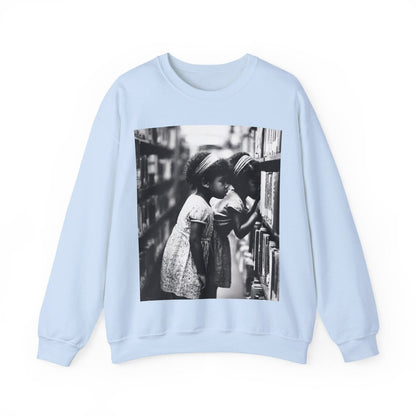 Girls in Library Sweatshirt - Afrocentric Art by The Trini Gee
