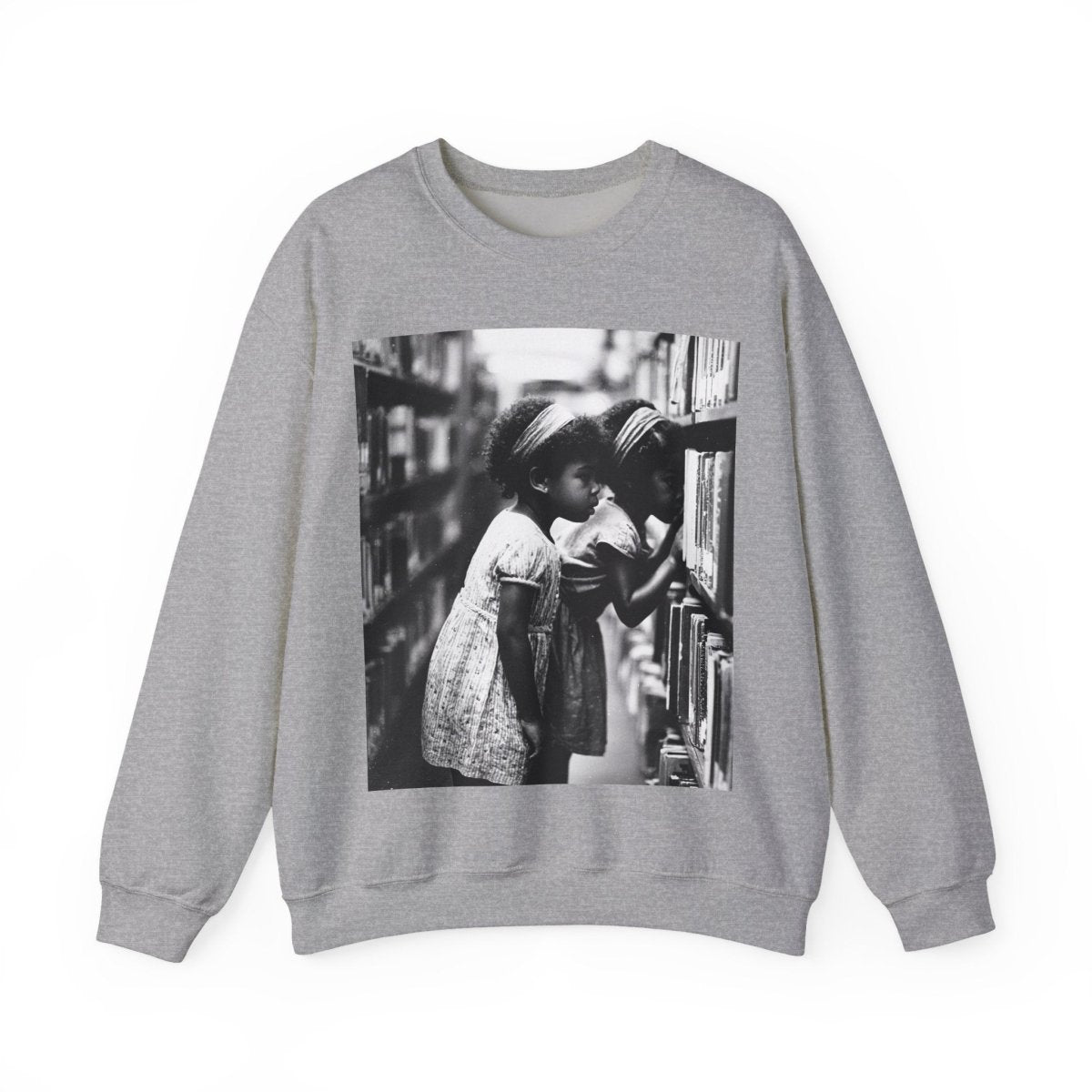 Girls in Library Sweatshirt - Afrocentric Art by The Trini Gee