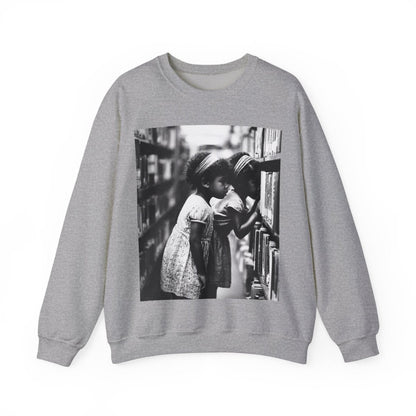 Girls in Library Sweatshirt - Afrocentric Art by The Trini Gee