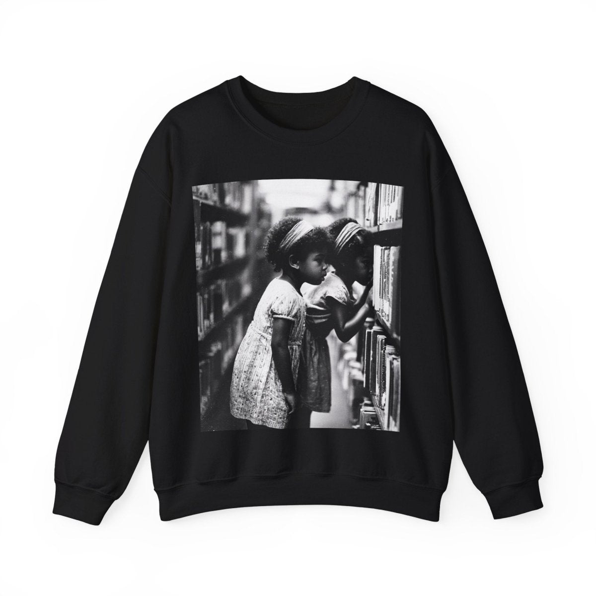 Girls in Library Sweatshirt - Afrocentric Art by The Trini Gee