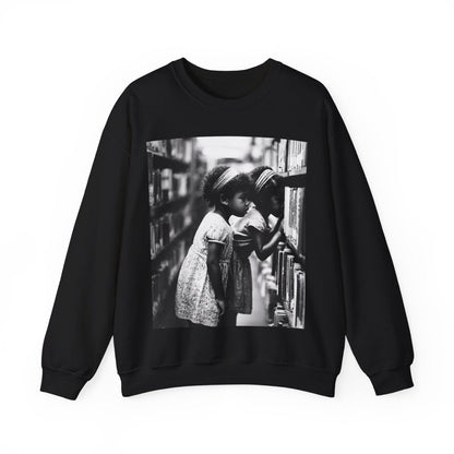 Girls in Library Sweatshirt - Afrocentric Art by The Trini Gee