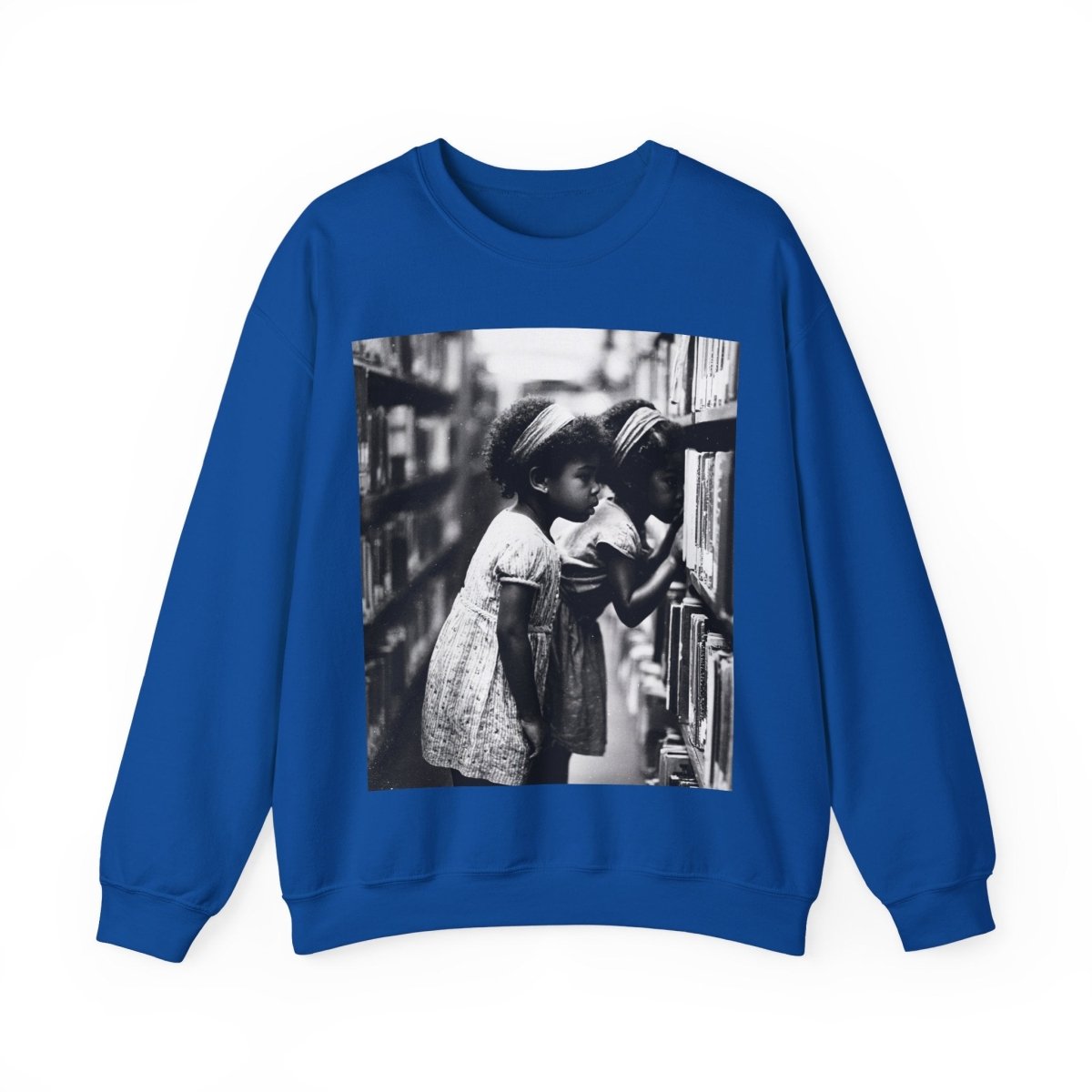 Girls in Library Sweatshirt - Afrocentric Art by The Trini Gee