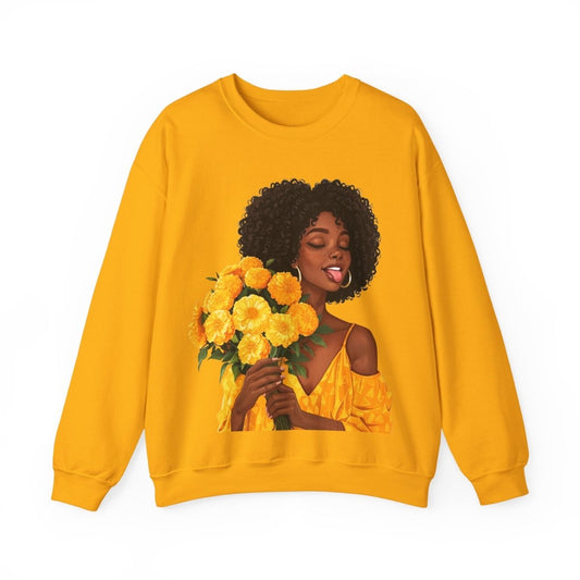 Give Flowers Sweatshirt - Afrocentric Art by The Trini Gee