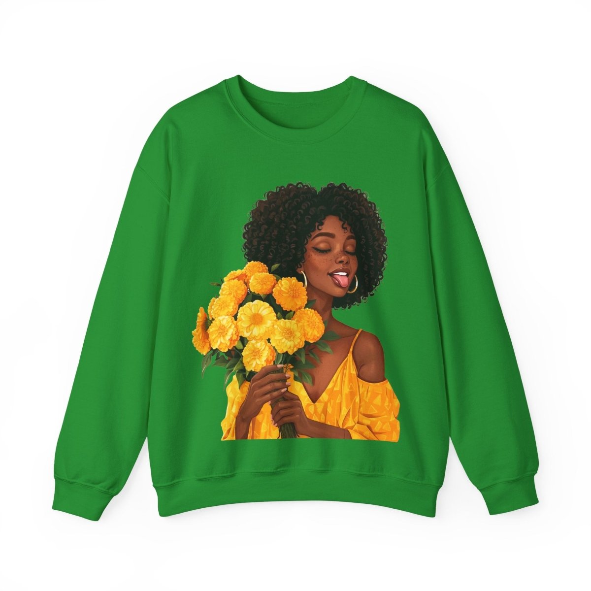 Give Flowers Sweatshirt - Afrocentric Art by The Trini Gee