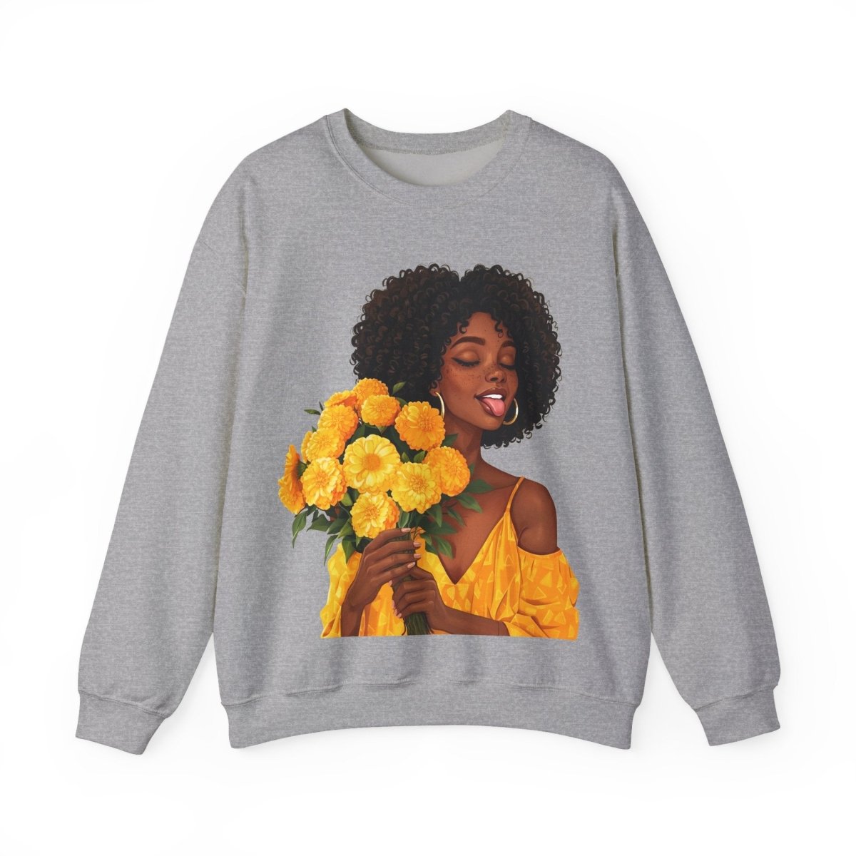 Give Flowers Sweatshirt - Afrocentric Art by The Trini Gee