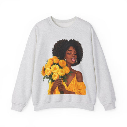 Give Flowers Sweatshirt - Afrocentric Art by The Trini Gee