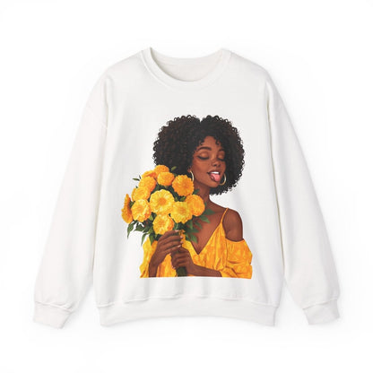 Give Flowers Sweatshirt - Afrocentric Art by The Trini Gee