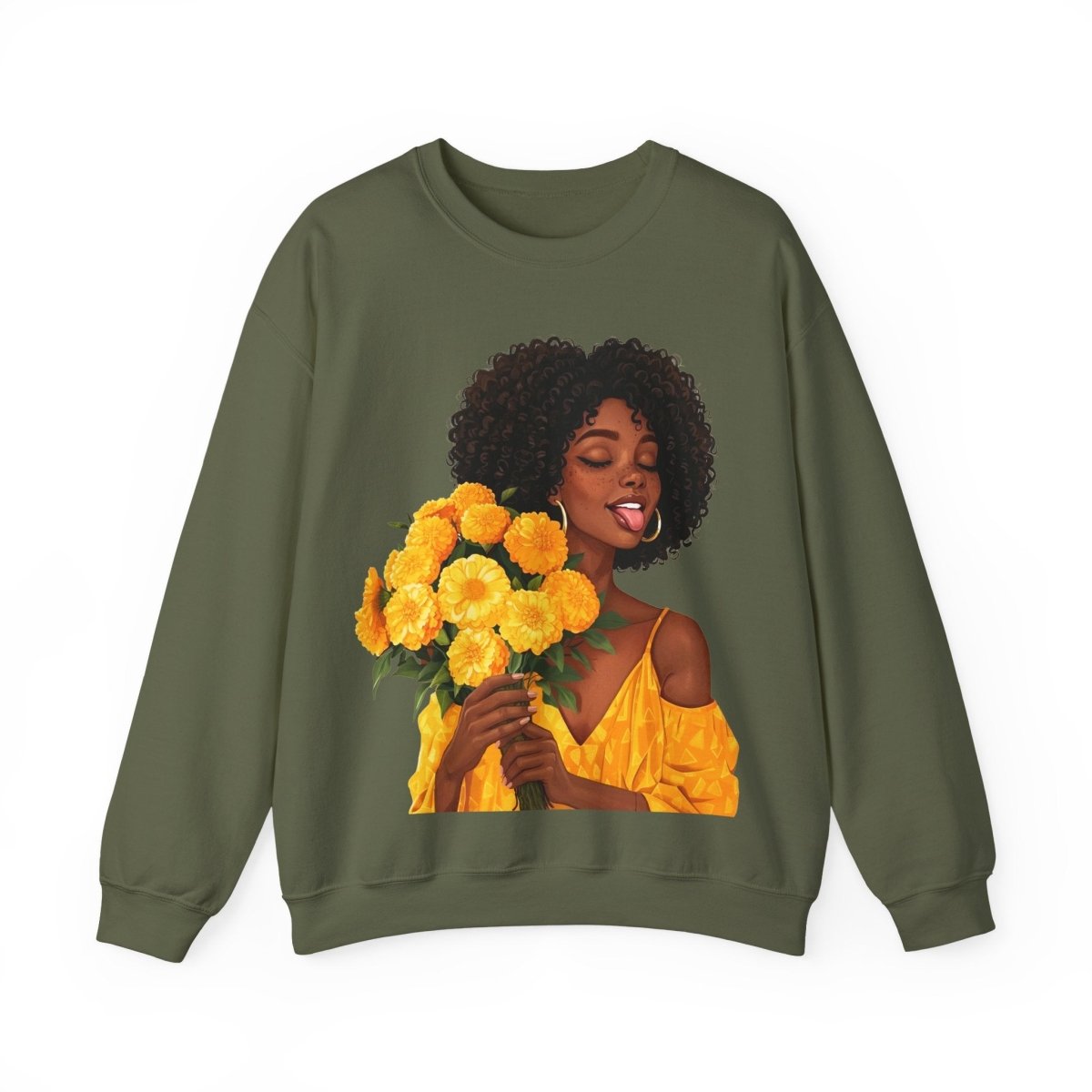 Give Flowers Sweatshirt - Afrocentric Art by The Trini Gee