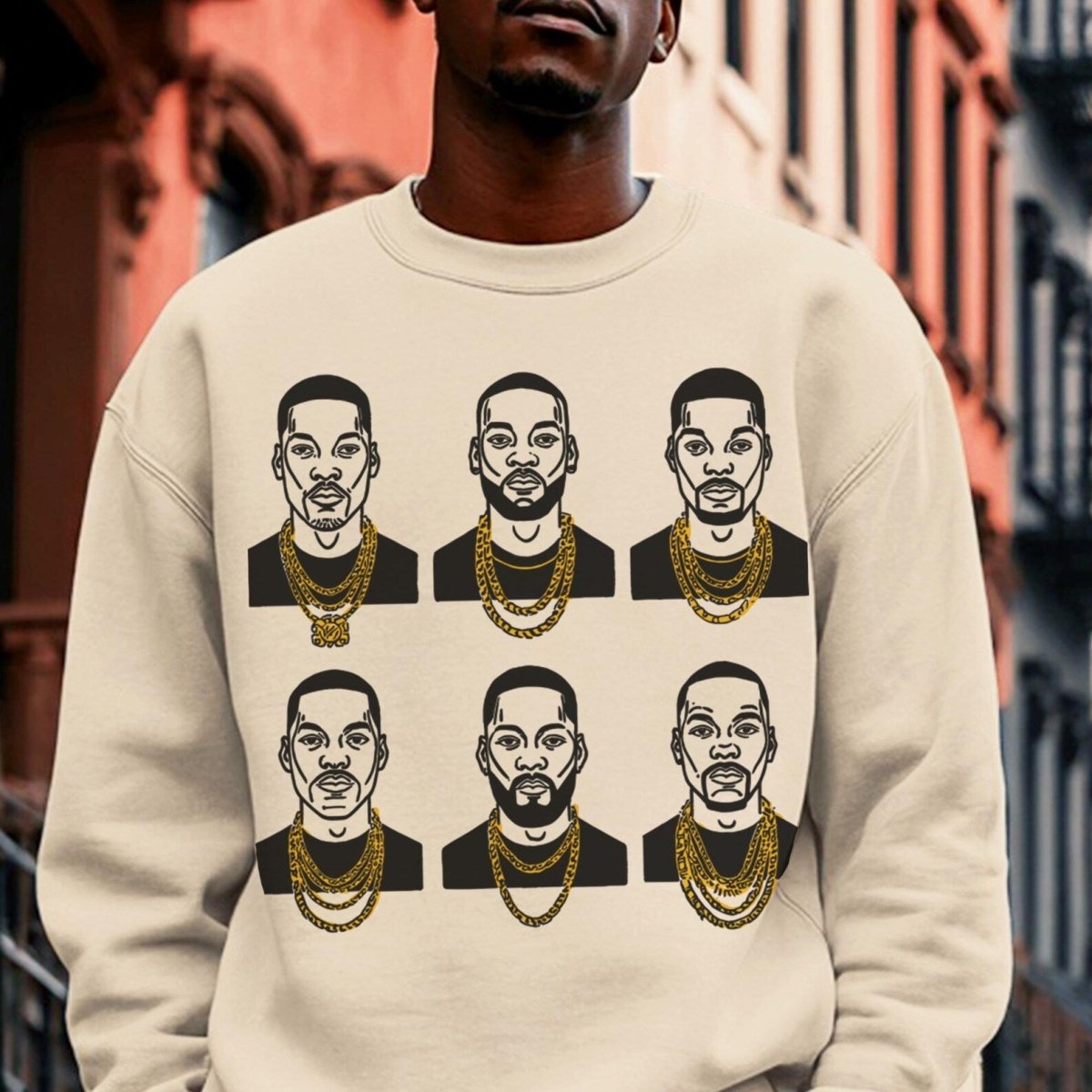 Gold Chains Sweatshirt - Afrocentric Art by The Trini Gee