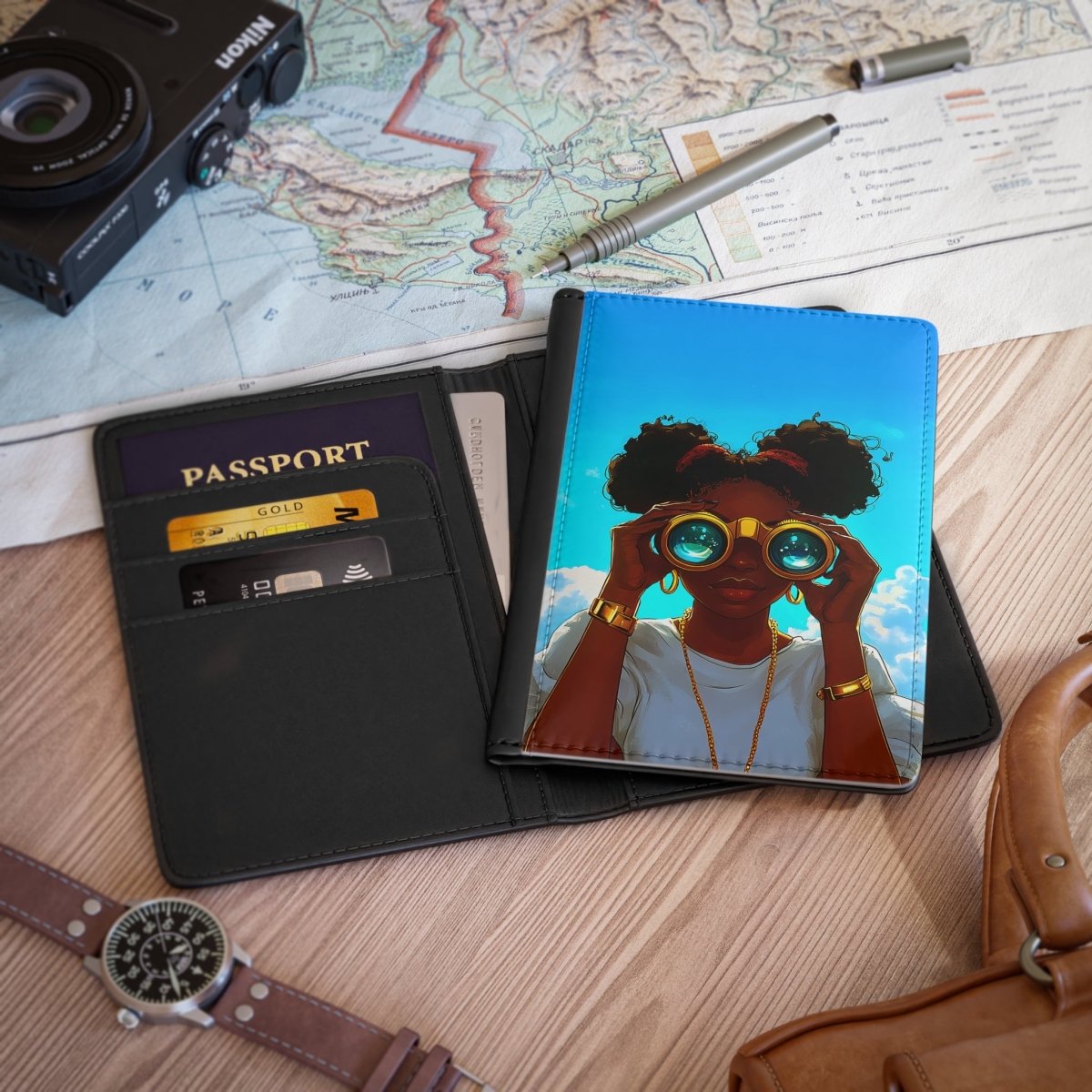 Golden Binoculars Passport Cover - The Trini Gee