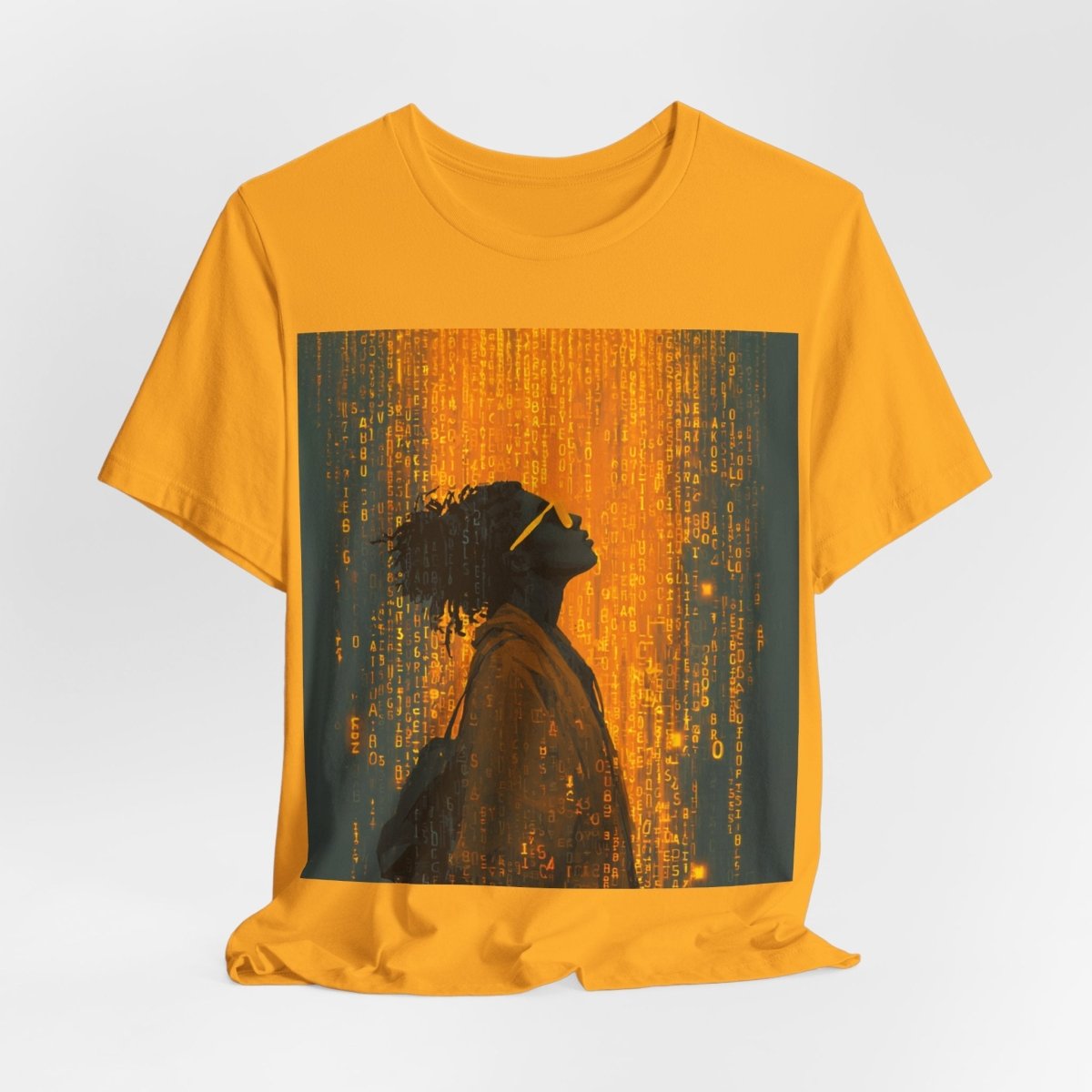 Golden Coding Glitch Shirt - Afrocentric Art by The Trini Gee