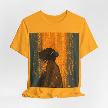 Golden Coding Glitch Shirt - Afrocentric Art by The Trini Gee