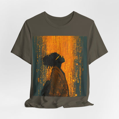 Golden Coding Glitch Shirt - Afrocentric Art by The Trini Gee