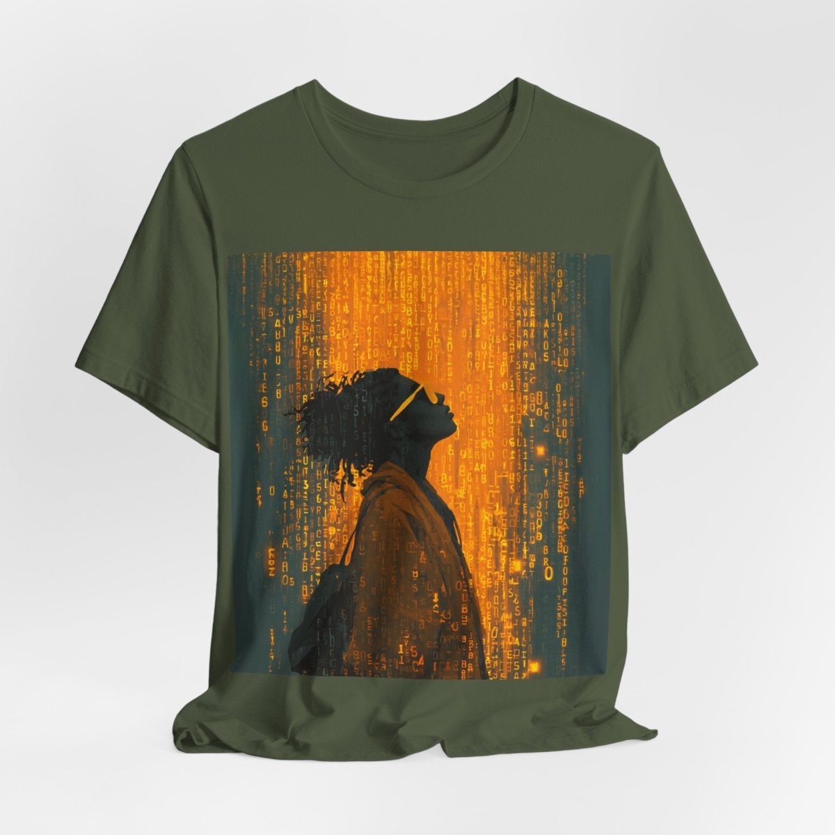 Golden Coding Glitch Shirt - Afrocentric Art by The Trini Gee