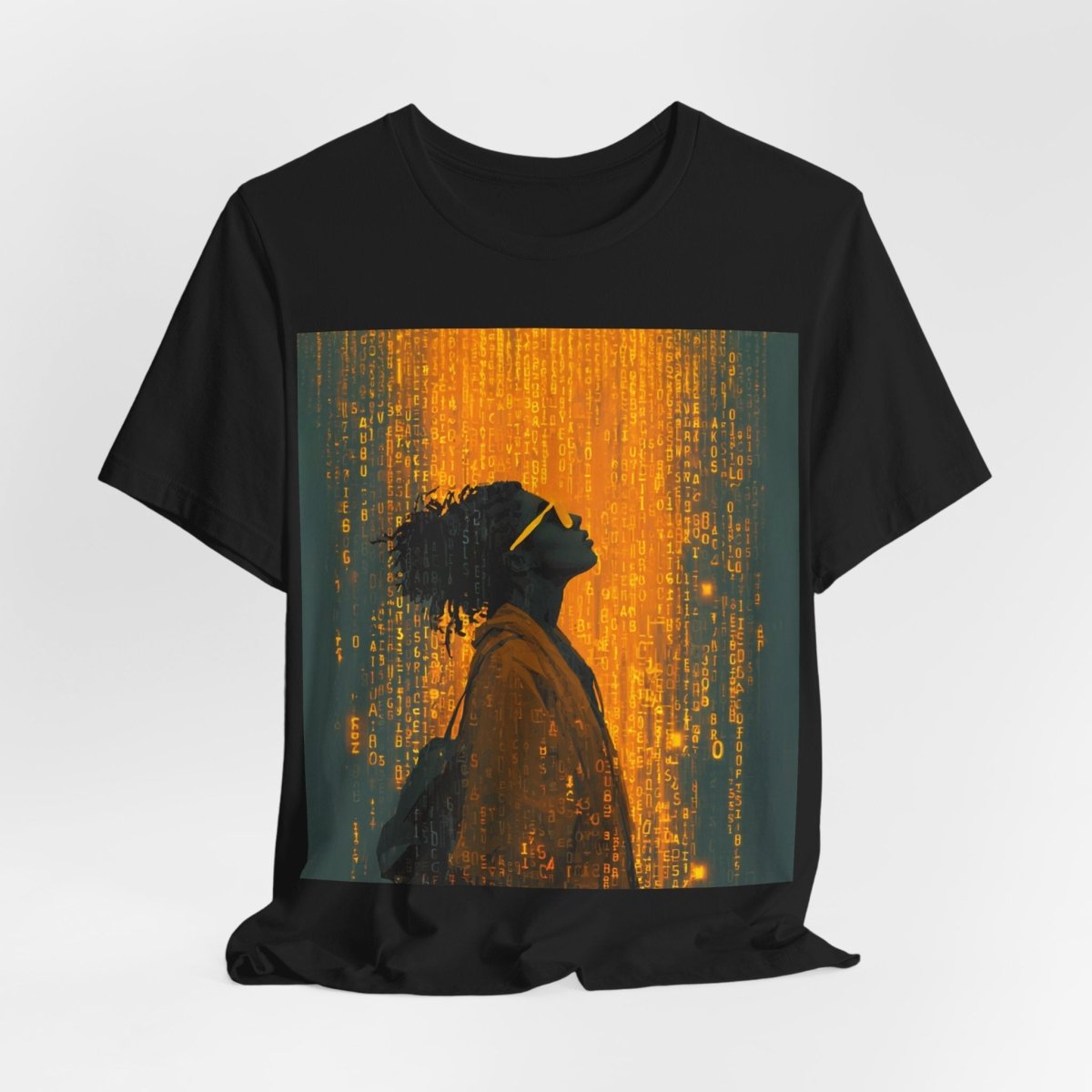 Golden Coding Glitch Shirt - Afrocentric Art by The Trini Gee