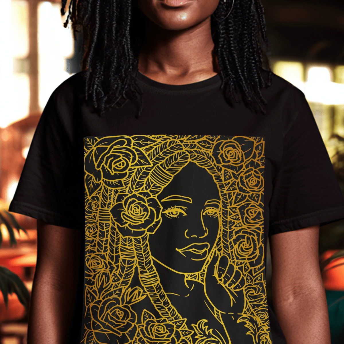Golden Goddess Shirt - Afrocentric Art by The Trini Gee