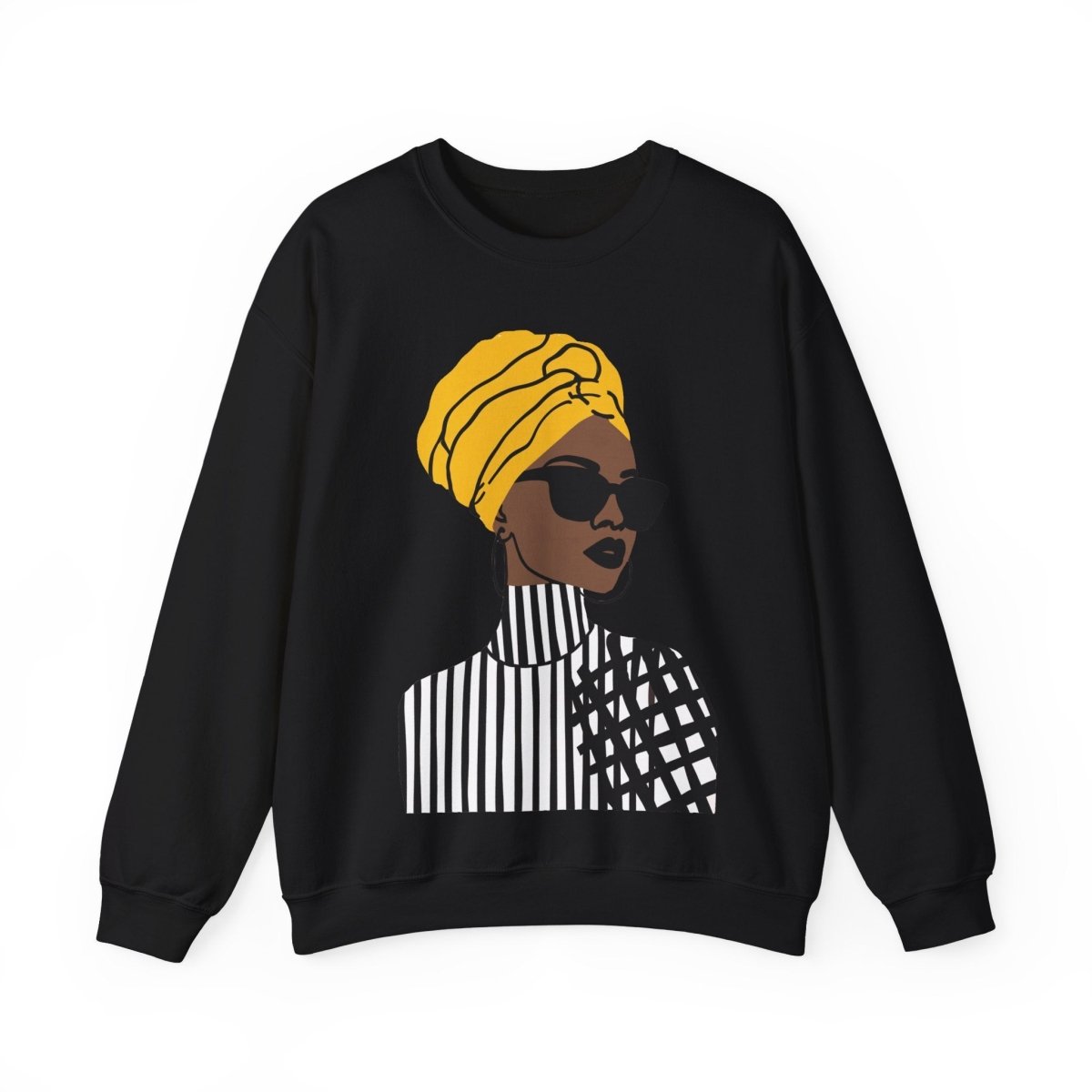 Golden Headwrap Sweatshirt - Afrocentric Art by The Trini Gee