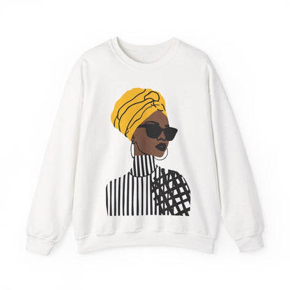 Golden Headwrap Sweatshirt - Afrocentric Art by The Trini Gee