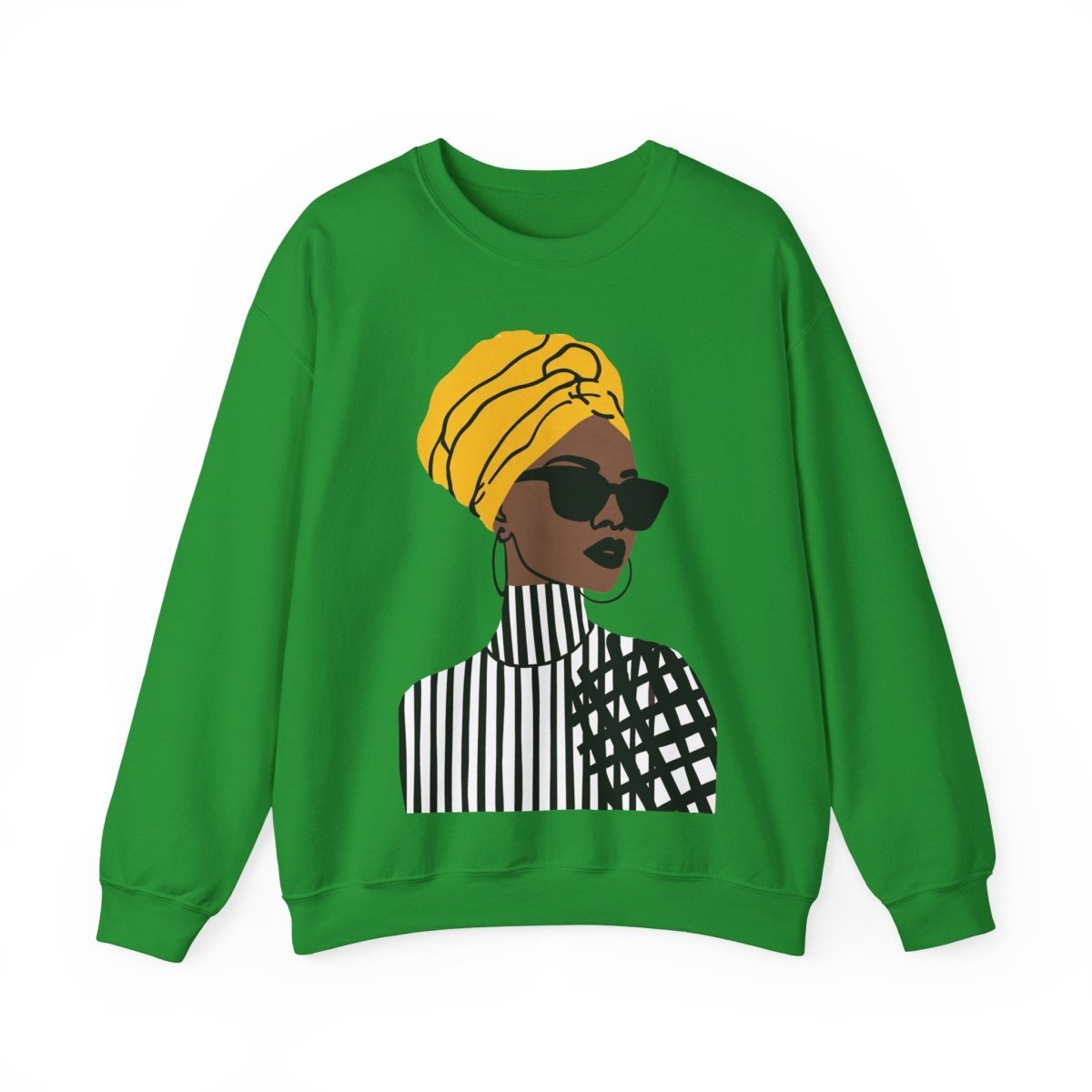 Golden Headwrap Sweatshirt - Afrocentric Art by The Trini Gee
