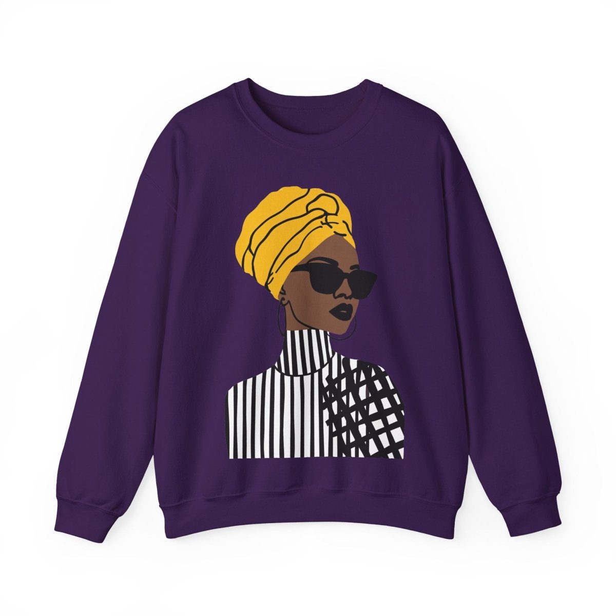 Golden Headwrap Sweatshirt - Afrocentric Art by The Trini Gee