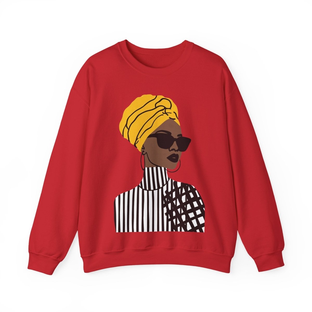 Golden Headwrap Sweatshirt - Afrocentric Art by The Trini Gee