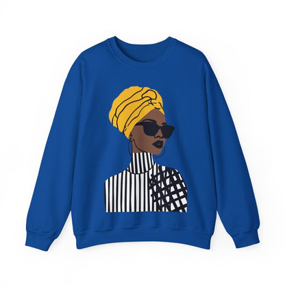 Golden Headwrap Sweatshirt - Afrocentric Art by The Trini Gee