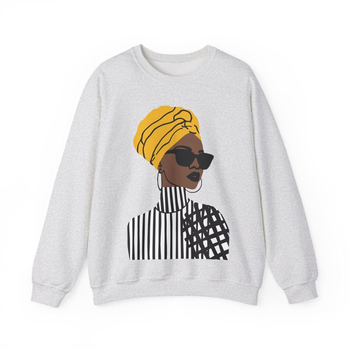 Golden Headwrap Sweatshirt - Afrocentric Art by The Trini Gee