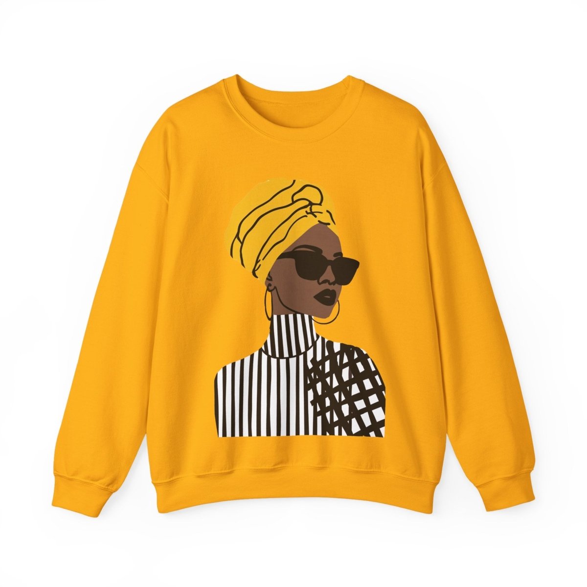 Golden Headwrap Sweatshirt - Afrocentric Art by The Trini Gee