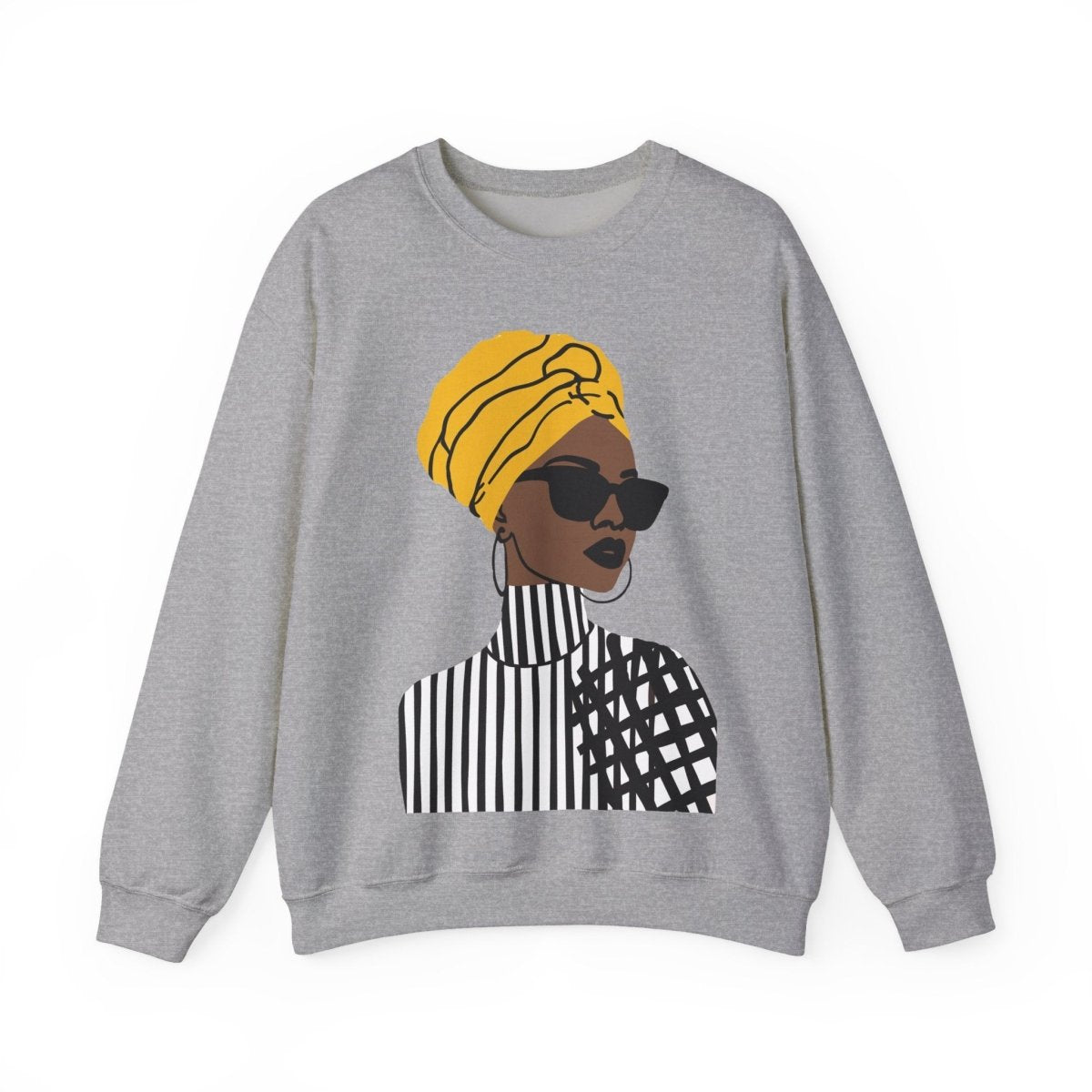 Golden Headwrap Sweatshirt - Afrocentric Art by The Trini Gee