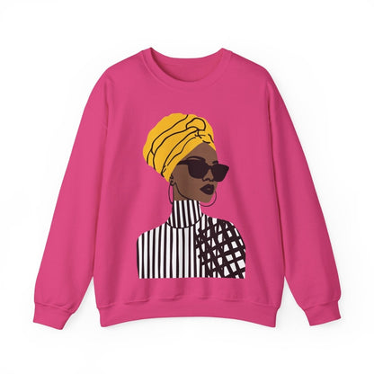 Golden Headwrap Sweatshirt - Afrocentric Art by The Trini Gee
