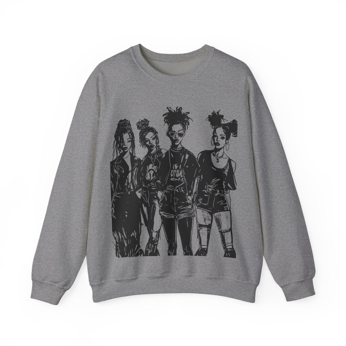Goth Girls Sweatshirt - Afrocentric Art by The Trini Gee
