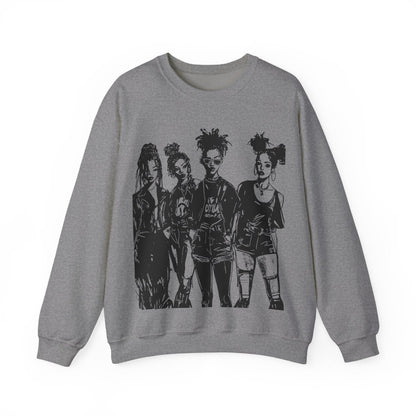Goth Girls Sweatshirt - Afrocentric Art by The Trini Gee
