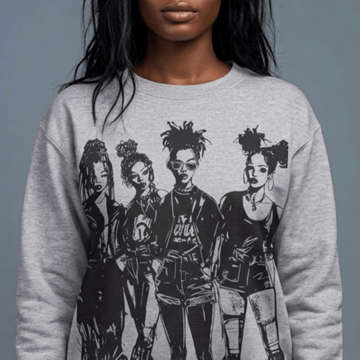 Goth Girls Sweatshirt - Afrocentric Art by The Trini Gee