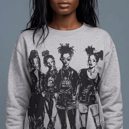 Goth Girls Sweatshirt - Afrocentric Art by The Trini Gee