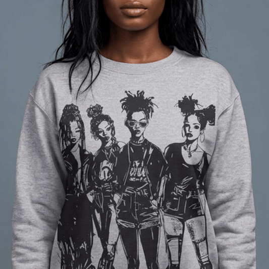 Goth Girls Sweatshirt - Afrocentric Art by The Trini Gee