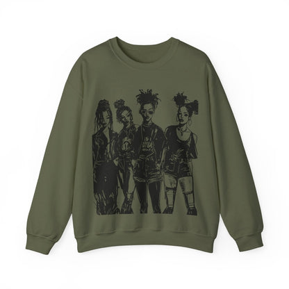 Goth Girls Sweatshirt - Afrocentric Art by The Trini Gee