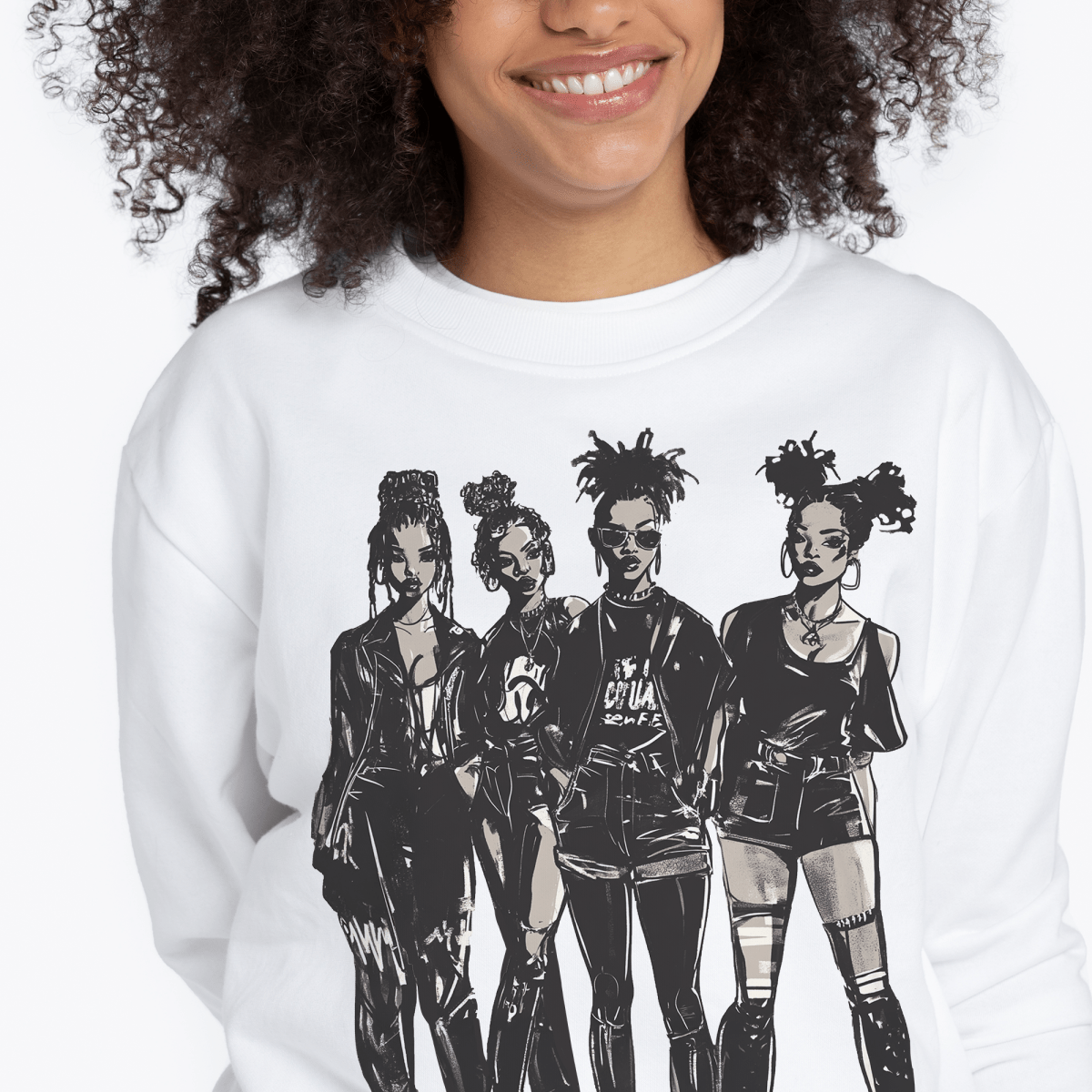 Goth Girls Sweatshirt - Afrocentric Art by The Trini Gee