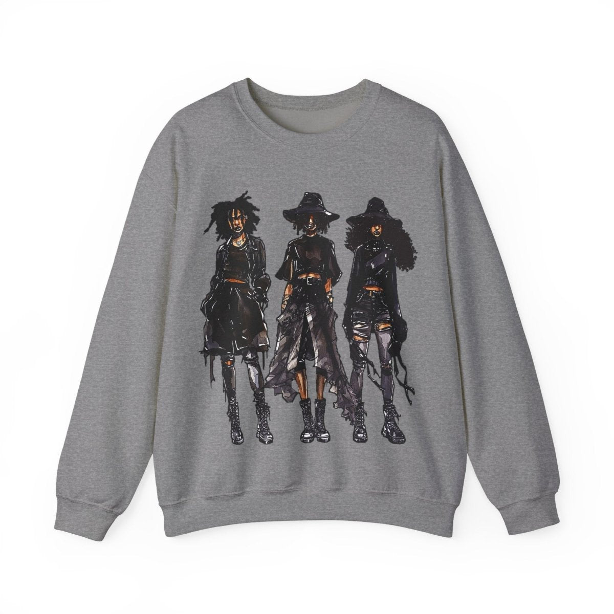 Goth Girls Sweatshirt - Afrocentric Art by The Trini Gee