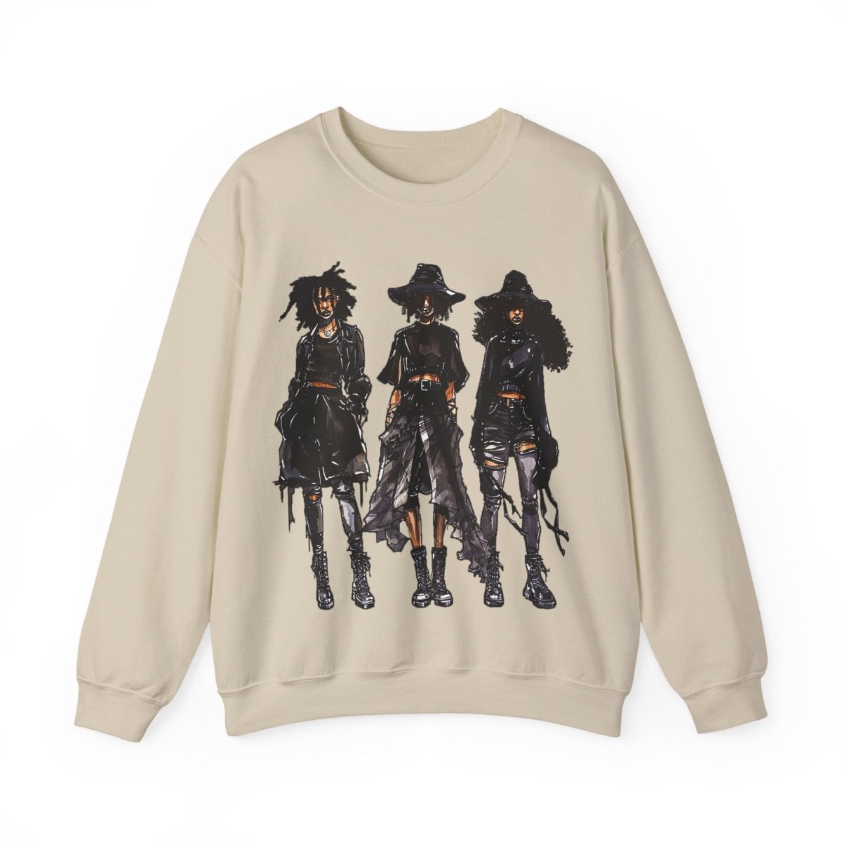 Goth Girls Sweatshirt - Afrocentric Art by The Trini Gee