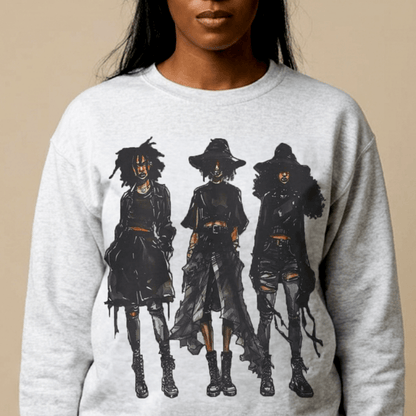 Goth Girls Sweatshirt - Afrocentric Art by The Trini Gee