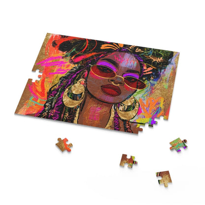 Graffiti Face Gold Puzzle - Afrocentric Art by The Trini Gee