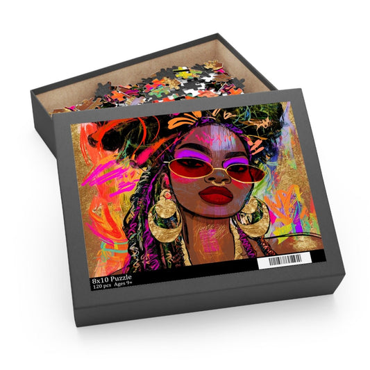 Graffiti Face Gold Puzzle - Afrocentric Art by The Trini Gee