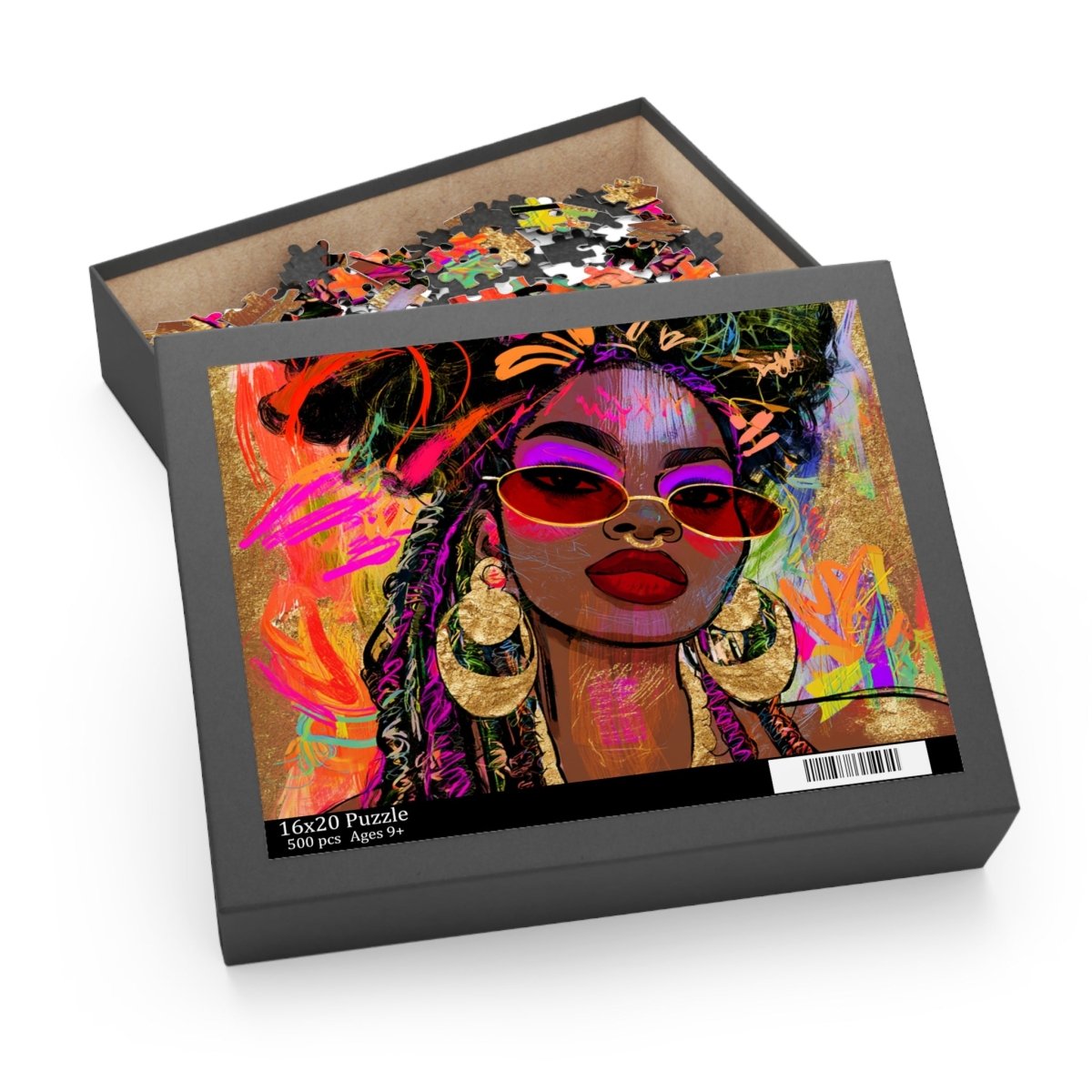 Graffiti Face Gold Puzzle - Afrocentric Art by The Trini Gee